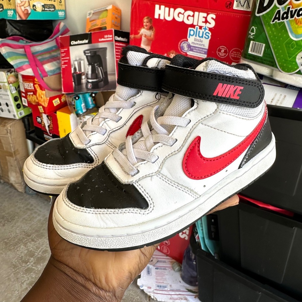 Nike Court Borough Mid 2 High Top Athletic Shoes Toddler Size 11 White Red Black - Picture 14 of 14